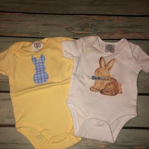 EUC Easter Bunny Applique Onsie Set